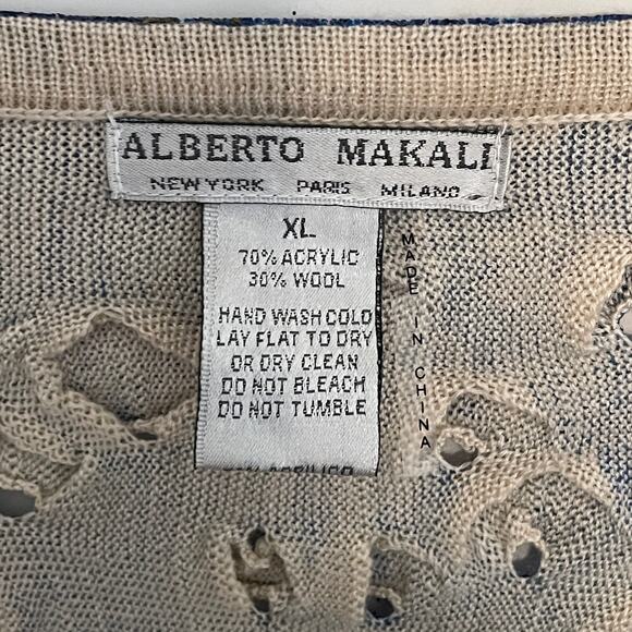 Alberto Makali 3D Sweater Womens XL Blue & Gold Dolman Sleeve Wool Blend Artsy - Picture 5 of 7